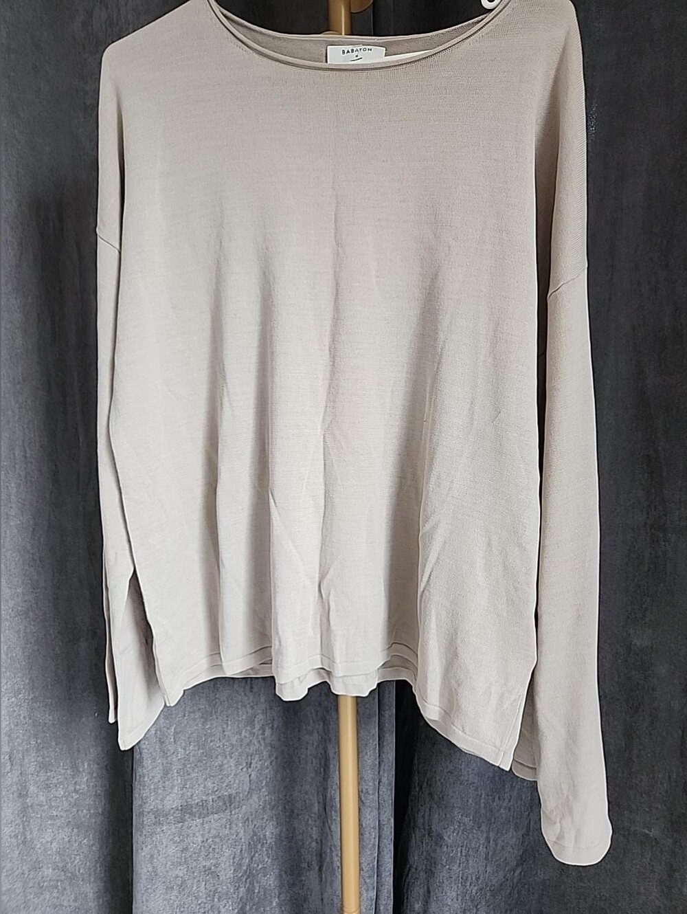 Babaton Aritzia Beige Oversized Cotton Modal Knit Top Size M